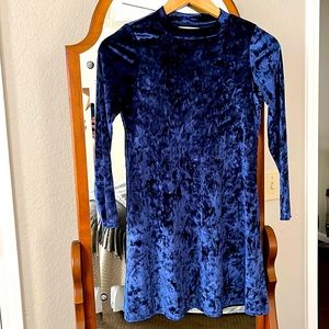 Crushed velvet dress - girls size 12, navy blue